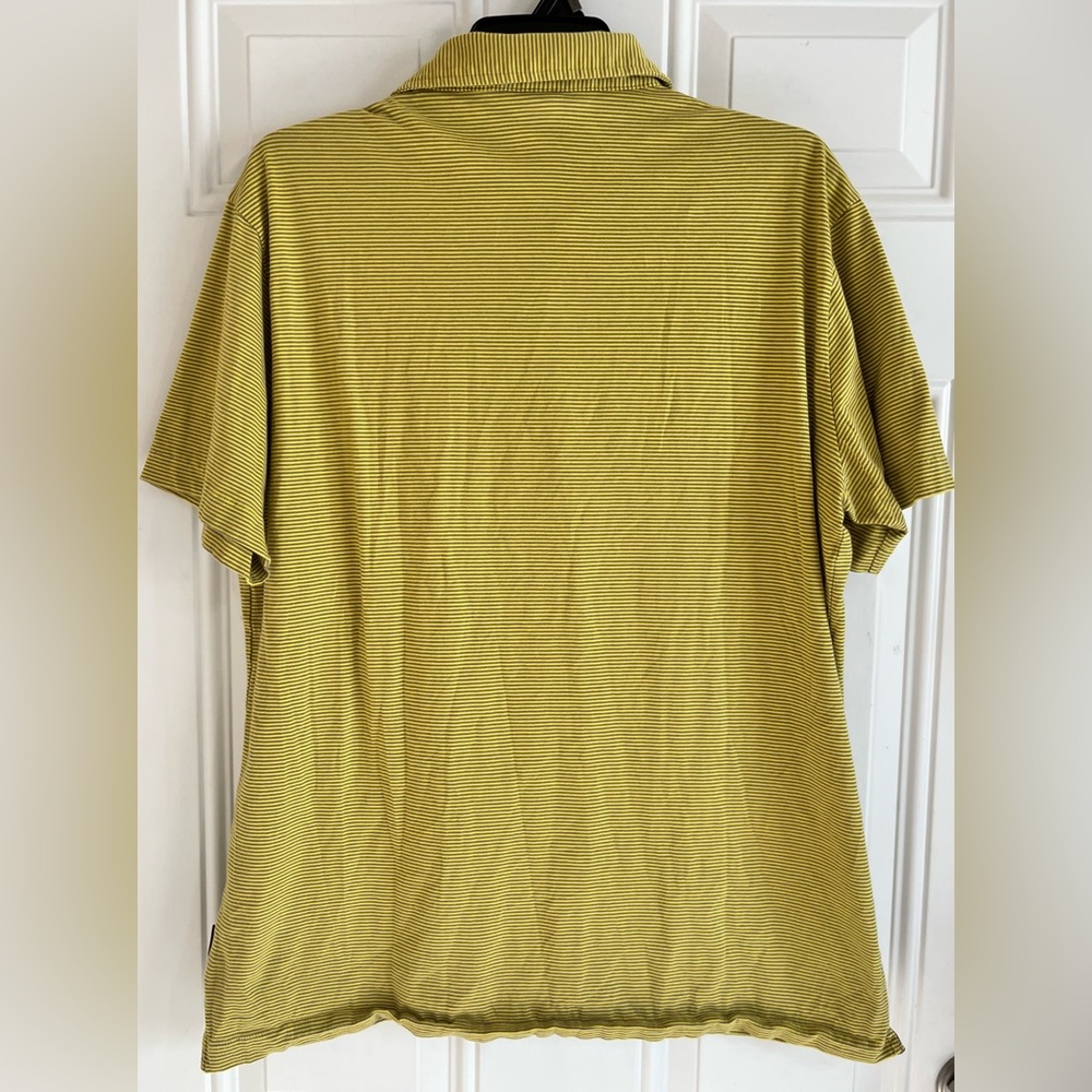 Patagonia Polo Shirt Mens Large Yellow Stripe Short Sleeve Organic Cotton Hiking - Picture 6 of 7